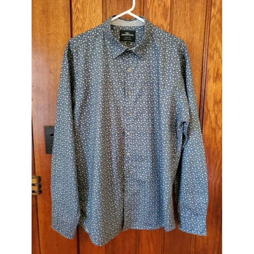 Rodd & Gunn Mens XL Shirt Sports Fit 100% Cotton Polar Bear Print Woven In Italy